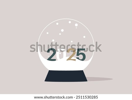 A whimsical crystal ball captures the essence of a future year, showcasing the numbers 2025 amidst a frosty display, inviting reflection and wonder