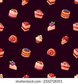 Whimsical Cupcake Pattern. Delightful Seamless Design Featuring An Assortment Of Colorful And Delicious Cupcakes