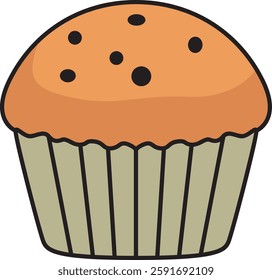 Whimsical cupcake vector with frosting and sprinkles, perfect for children's illustrations, event designs, and party invitations.