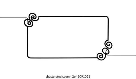 Whimsical curly line corner border, hand-drawn style - hand-drawn decorative border design for graphic layouts, invitations, or presentations