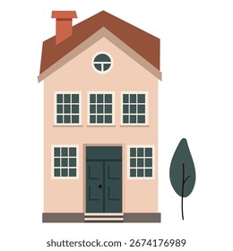 Whimsical cute Beige House vector Illustration