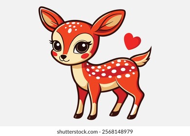 A whimsical and cute cartoon illustration of a baby deer.