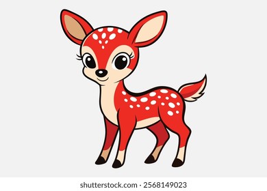 A whimsical and cute cartoon illustration of a baby deer.