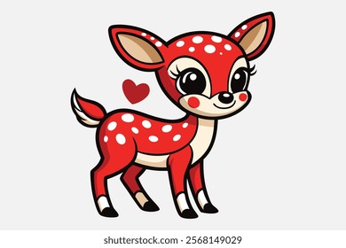 A whimsical and cute cartoon illustration of a baby deer.