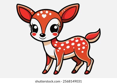 A whimsical and cute cartoon illustration of a baby deer.