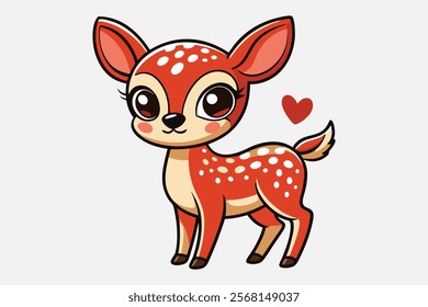 A whimsical and cute cartoon illustration of a baby deer.