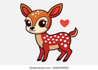 A whimsical and cute cartoon illustration of a baby deer.