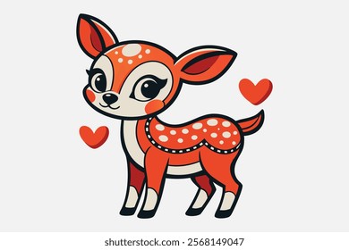 A whimsical and cute cartoon illustration of a baby deer.