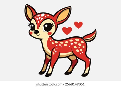 A whimsical and cute cartoon illustration of a baby deer.