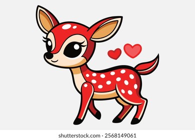 A whimsical and cute cartoon illustration of a baby deer.