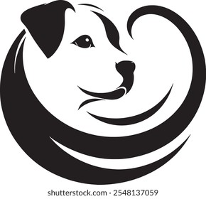  A Whimsical bonito Cachorro cauda e rosto ícone logotipo silhueta vetor ilustração