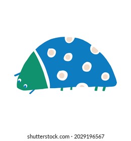 Whimsical cute doodle bug shape motif. Modern trendy minimalist style icon clip art. Fun unusual color elements isolated on white. Retro childish design symbol for gender neutral illustration elements
