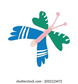 Whimsical cute doodle butterfly shape motif. Modern trendy minimalist style icon clip art. Fun unusual color elements isolated on white. Retro childish design symbol for gender neutral illustration.