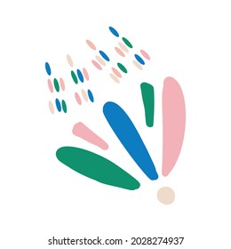 Whimsical cute flower doodle shape motif. Modern trendy minimalist style icon clip art. Fun unusual color elements isolated on white. Retro childish design symbol for gender neutral illustration.