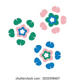 Whimsical cute flower doodle shape motif. Modern trendy minimalist style icon clip art. Fun unusual color elements isolated on white. Retro childish design symbol for gender neutral illustration.