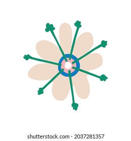 Whimsical süße Blume Doodle Form motif. Moderne, minimalistisch-minimalistische Ikone Clipart Kunst. Retro-Kinderdesign-Symbol für geschlechtsneutrale Illustration.