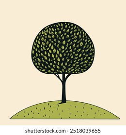 Whimsical Cute Tree Illustration – Simple Clean Line Art Vector