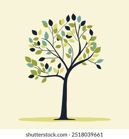 Whimsical Cute Tree Illustration – Simple Clean Line Art Vector