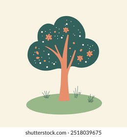 Whimsical Cute Tree Illustration – Simple Clean Line Art Vector