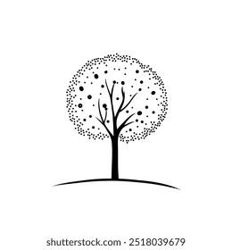 Whimsical Cute Tree Illustration – Simple Clean Line Art Vector