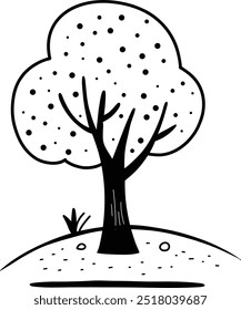 Ilustración caprichosa del árbol lindo – Vector simple del arte de la línea limpia