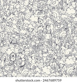 Whimsical DancersSeamless Pattern, Cute Modern and Cassic Dance Style