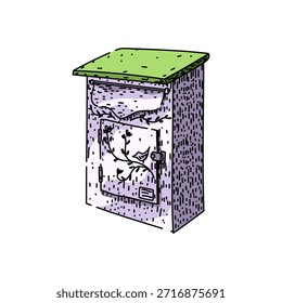 Whimsical decorative mailbox featuring a green roof and charming floral bird design, symbolizing secure communication, delivery, and receiving important correspondence