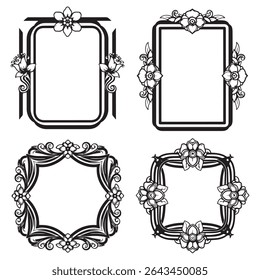 Whimsical and Delicate Vintage Decorative Floral Border Vector Set Packs
