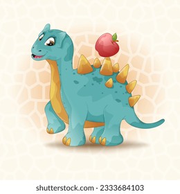 Whimsical Delight: Dinosaur's Apple Adventure