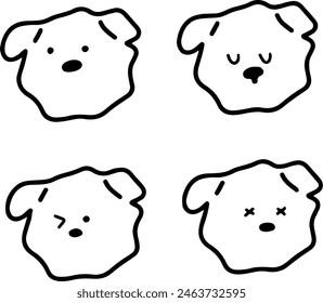 Whimsical Dog Doodles: Line Art Pups with Emoticon Faces