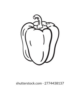 Whimsical doodle bell pepper line art illustration