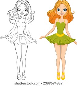 A whimsical doodle outline for coloring pages