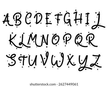Whimsical Dotted Alphabet A to Z – Decorative Handwritten Vector Illustration	
