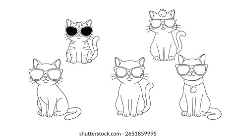 Whimsical Dotted Art Style Cats Enjoying a Sunny Day