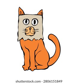 Whimsical drawing ginger cat