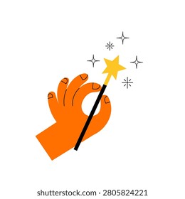 Whimsical drawing hand holding