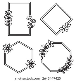 Whimsical and Earthy Vintage Decorative Floral Border Vector Collection
