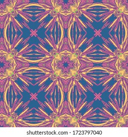 Whimsical ethnic seamless pattern. Boho motif. Vector vintage background.