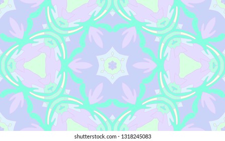 Whimsical ethnic seamless pattern. Pastel tones. Oriental motif.