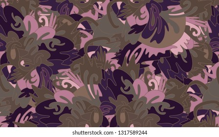 Whimsical ethnic seamless pattern. Vibrant colors. Oriental motif.