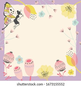 Whimsical Fairy Vector Frame Background