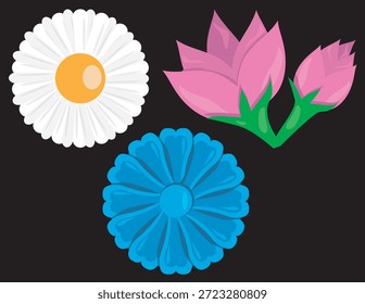 Ilustración plana caprichosa flor linda floral de dibujos animados botánicos