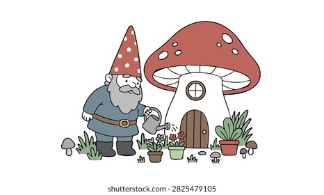 Whimsical flat illustration gnome