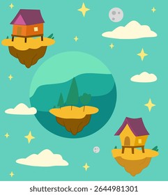 Whimsical Floating Island Fantasy Scene