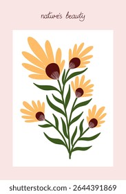 Whimsical floral art with warm tones and hand drawn details perfect for cozy designs and prints.