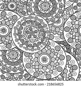 Whimsical floral background in black and white