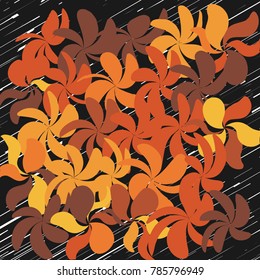 Whimsical Floral  Background, Flower on Black, Exquisite Gentle Floral Graphic Ornament, Minimalistic Fashion Ornament, Flower Fall
