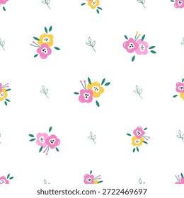 Patrón floral caprichoso del jardín inconsútil para el cumpleaños y el diseño estacionario de la ducha del bebé