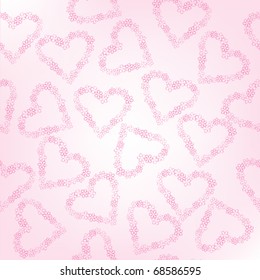 Whimsical floral hearts, seamless pattern