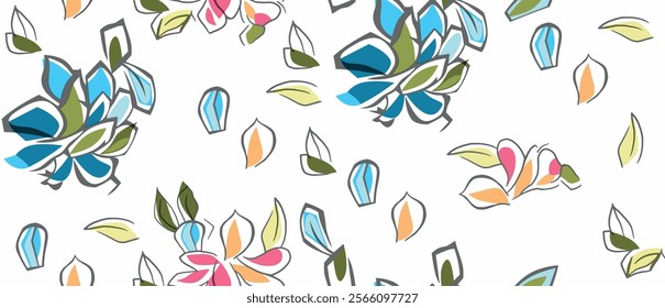 Whimsical Floral Print Seamless Pattern